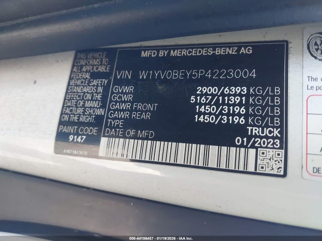 Продаж на аукціоні авто 2023 Mercedes-benz Metris, vin: W1YV0BEY5P4223004, номер лоту: 44186457