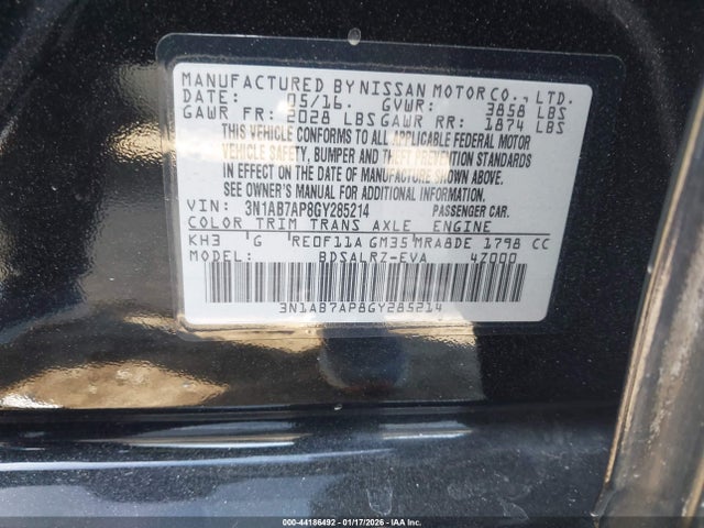 3N1AB7AP8GY285214 Nissan SENTRA SR