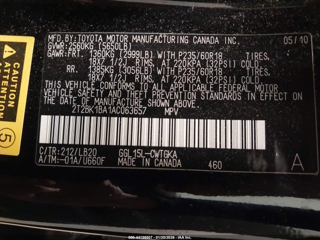Aukcja sprzedaży 2010 Lexus Rx 350, vin: 2T2BK1BA1AC063657, numer aukcji: 44186507