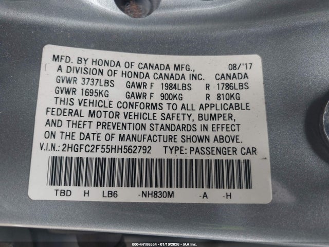 Honda Civic Lx 2017 2HGFC2F55HH562792 Image 9