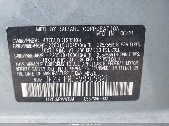 Subaru Crosstrek Limited 2021 JF2GTHNC8M8369821 Image 9