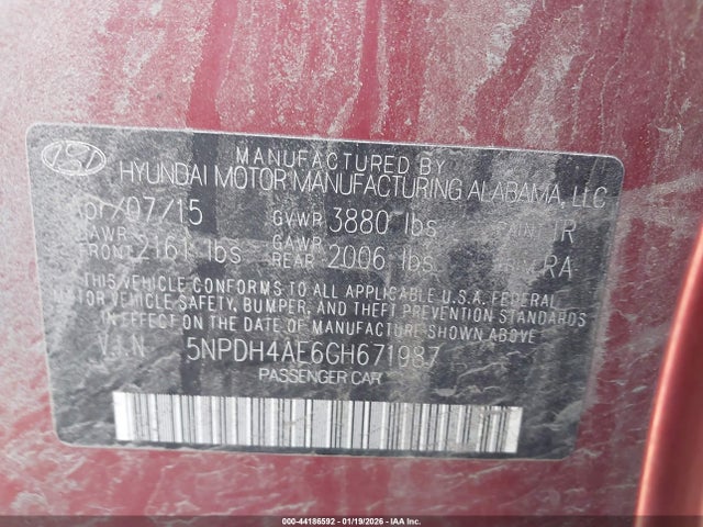 Hyundai ELANTRA SE 2016 5NPDH4AE6GH671987 Image 9