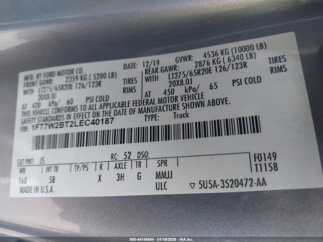 1FT7W2BT2LEC40187 Ford F-250 Lariat