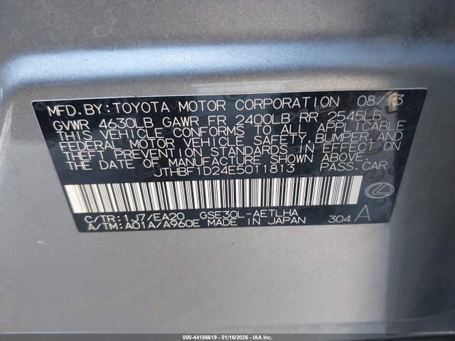 Lexus IS 250 2014 JTHBF1D24E5011813 Image 9