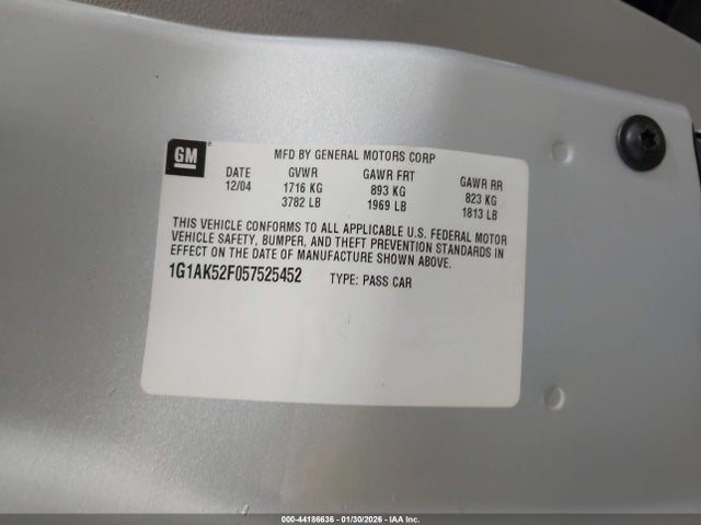 2005 CHEVROLET COBALT 1G1AK52F057525452 Photo 8