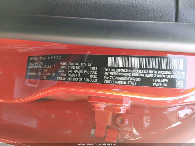 ZACNJABB7KPK52880 Jeep Renegade Latitude Fwd