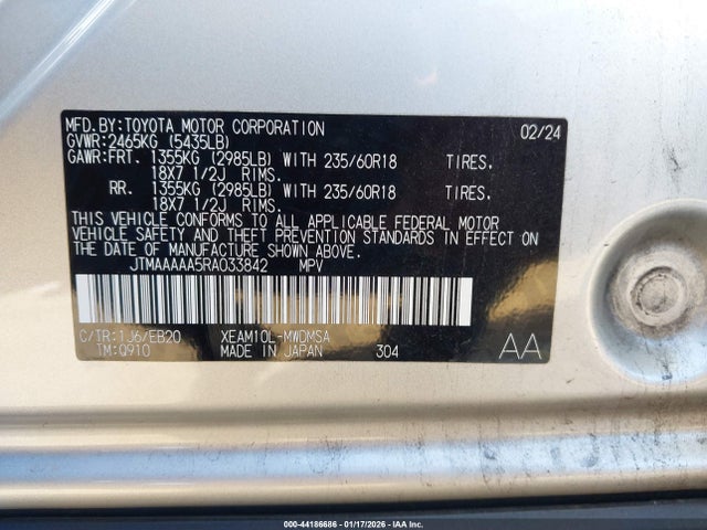 JTMAAAAA5RA033842 Toyota BZ4X XLE
