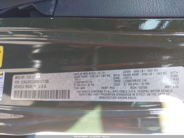 2022 JEEP WRANGLER UNLIMITED 1C4HJXFG0NW127106 Photo 8