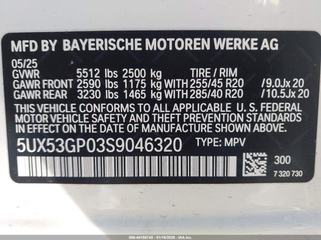 2025 BMW X3 5UX53GP03S9046320 Photo 8