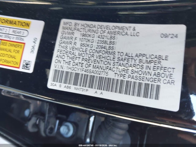 1HGCY1F46SA002775 Honda ACCORD SE