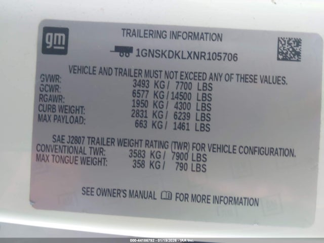 1GNSKDKLXNR105706 Chevrolet Suburban 4wd Z71