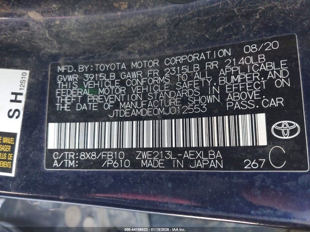 Toyota Corolla Hybrid Le 2021 JTDEAMDE0MJ012553 Image 9