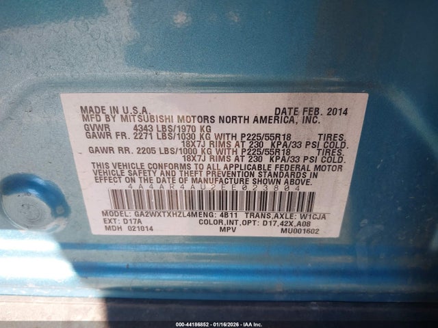 2014 MITSUBISHI OUTLANDER SPORT 4A4AR4AU2EE023804 Photo 8