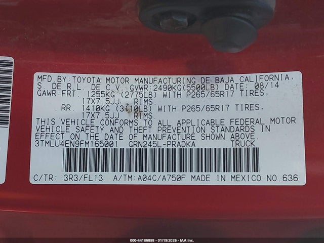 3TMLU4EN9FM165001 Toyota Tacoma Base V6
