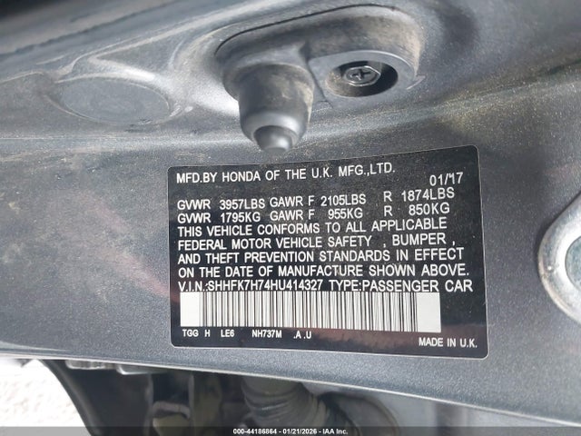 SHHFK7H74HU414327 Honda Civic Ex-l