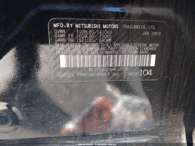 2019 MITSUBISHI MIRAGE G4 ML32F3FJ1KHF12059 Photo 8