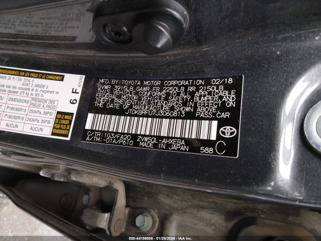 JTDKBRFU7J3060813 Toyota Prius One