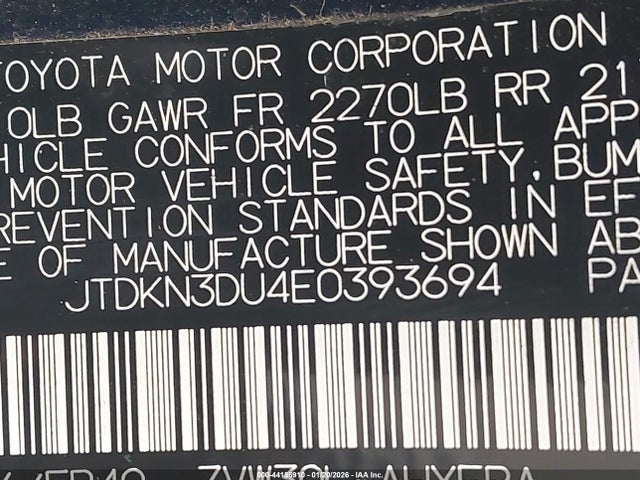 Toyota Prius Two 2014 JTDKN3DU4E0393694 Image 9