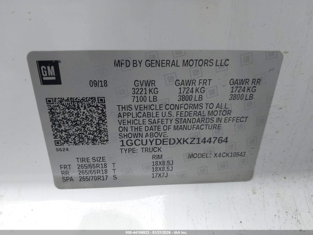 1GCUYDEDXKZ144764 Chevrolet Silverado 1500 Lt