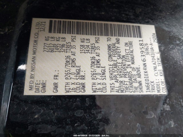 2022 NISSAN FRONTIER 1N6ED1EK4NN639581 Photo 8