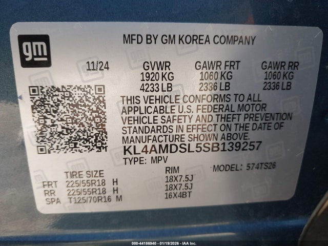 KL4AMDSL5SB139257 Buick Encore Gx Sport Touring Fwd