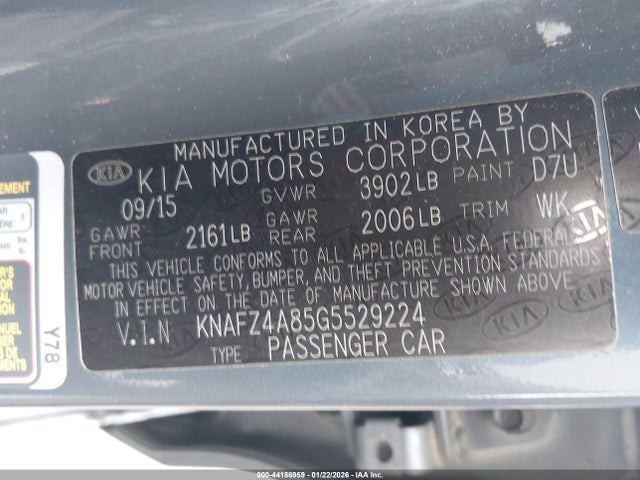 KNAFZ4A85G5529224 KIA FORTE EX