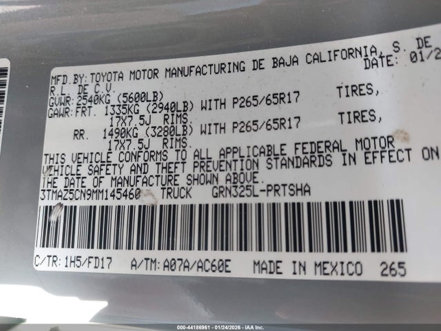 3TMAZ5CN9MM145460 Toyota Tacoma Trd Sport