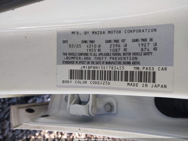 Продажа на аукционе авто 2025 Mazda Mazda3, vin: JM1BPBNY3S1783455, номер лота: 44186977