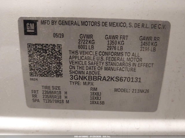 3GNKBBRA2KS670131 Chevrolet Blazer