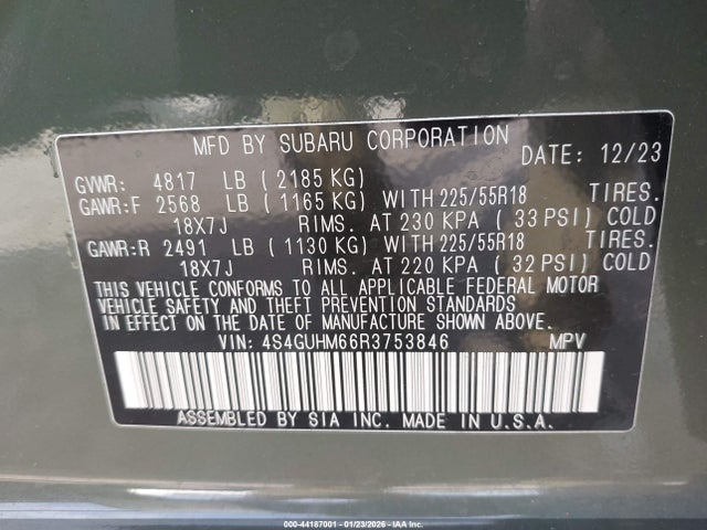 4S4GUHM66R3753846 Subaru Crosstrek Limited