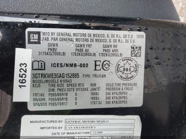 Aukcja sprzedaży 2010 Gmc Sierra 1500 Slt, vin: 3GTRKWE36AG152885, numer aukcji: 44187066