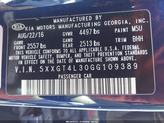 KIA Optima Lx 2016 5XXGT4L30GG109389 Image 9