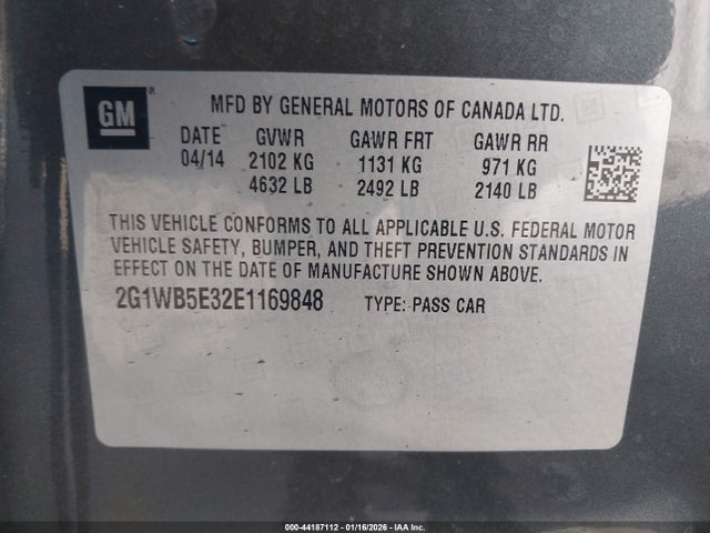 Chevrolet Impala Limited Lt 2014 2G1WB5E32E1169848 Image 9