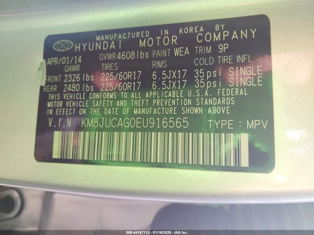 KM8JUCAG0EU916565 Hyundai TUCSON SE