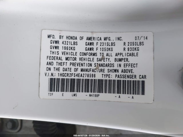Honda Accord Sport 2014 1HGCR2F54EA278596 Image 9