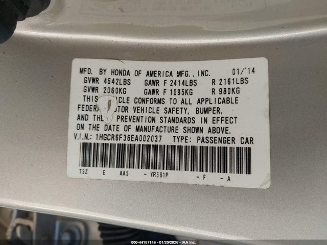 1HGCR6F36EA002037 Honda ACCORD HYBRID