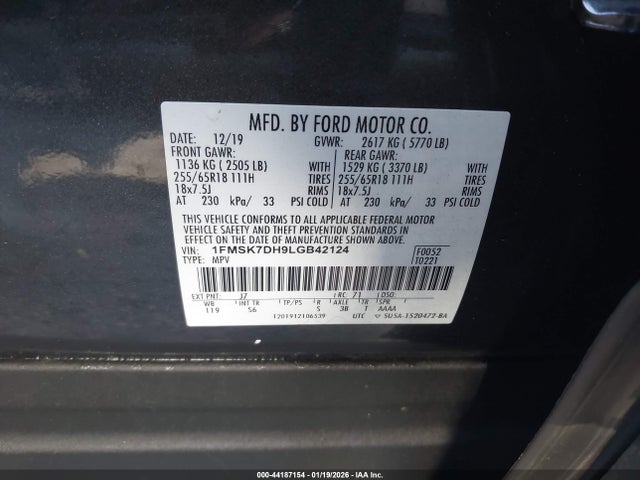2020 FORD EXPLORER 1FMSK7DH9LGB42124 Photo 8