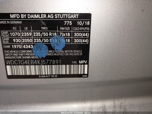 Mercedes-Benz GLA 250 2019 WDCTG4EB4KJ577891 Image 9
