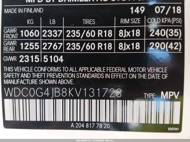 WDC0G4JB8KV131728 Mercedes-Benz GLC 300