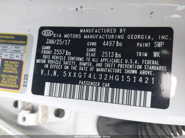 5XXGT4L32HG151421 KIA Optima Lx