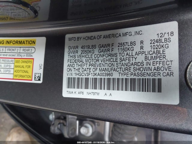 1HGCV3F13KA003960 Honda ACCORD HYBRID
