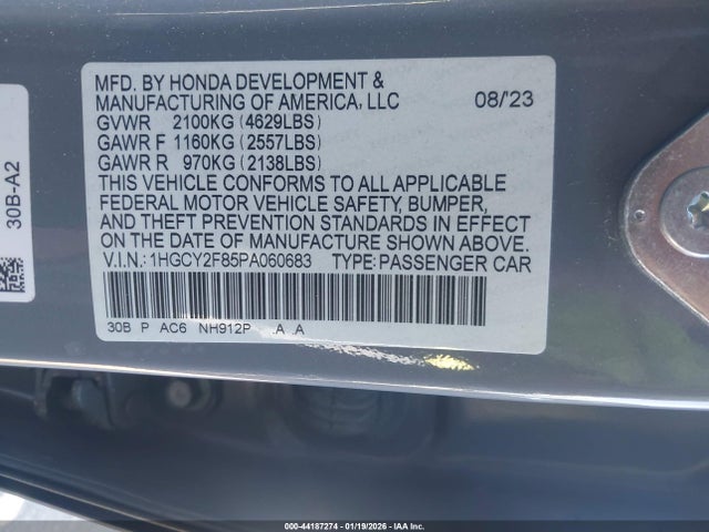 1HGCY2F85PA060683 Honda Accord Hybrid Touring