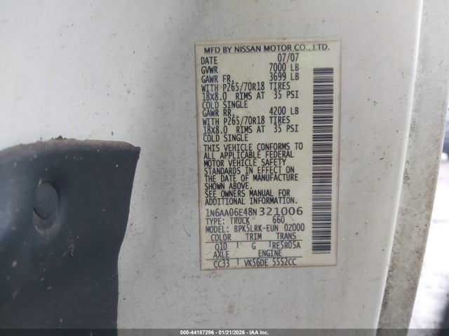 2008 NISSAN TITAN 1N6AA06E48N321006 Photo 8