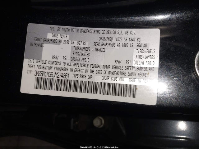 3MZBN1M35JM274861 Mazda Mazda3 Grand Touring