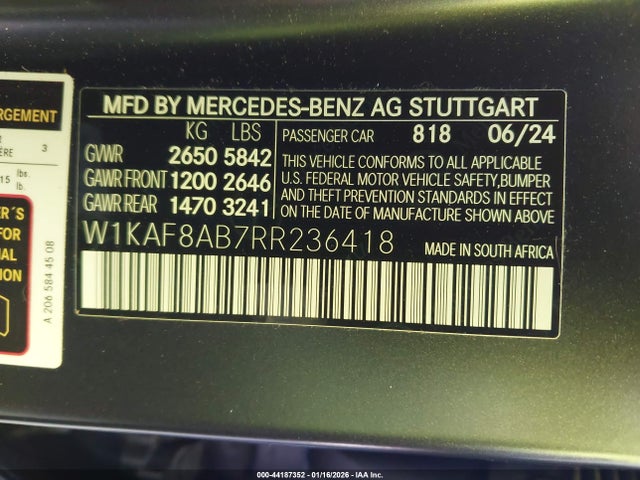 W1KAF8AB7RR236418 Mercedes-Benz Amg C 63 S E Performance