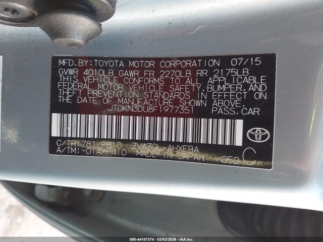 JTDKN3DU8F1977351 Toyota Prius Two