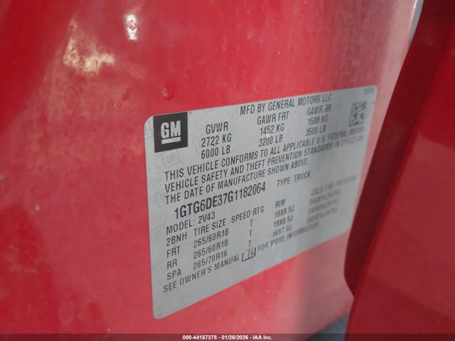 1GTG6DE37G1182064 GMC CANYON SLT