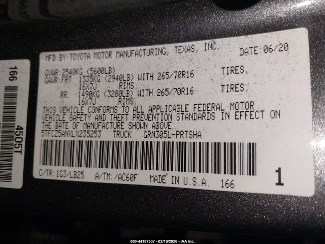 5TFCZ5ANXLX235253 Toyota Tacoma Trd Pro