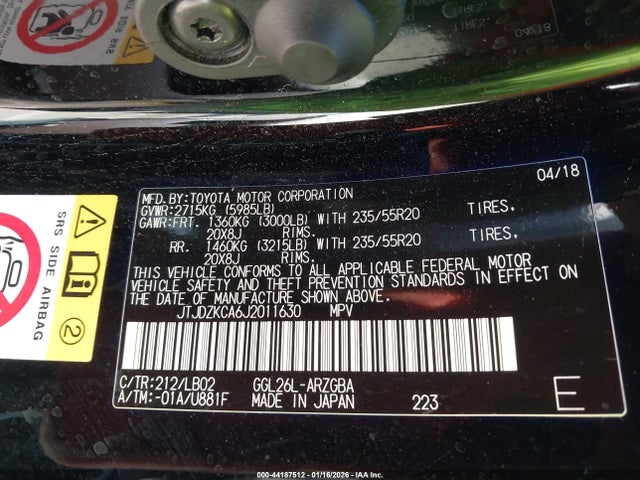 2018 LEXUS RX 350L JTJDZKCA6J2011630 Photo 8