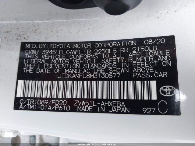 2021 TOYOTA PRIUS JTDKAMFU8M3130877 Photo 8